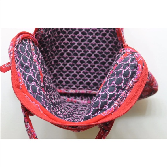 Vera Bradley Quilted Red Paisley Laptop Bag Front Zipper Pocket Sz 16 - Picture 7 of 9